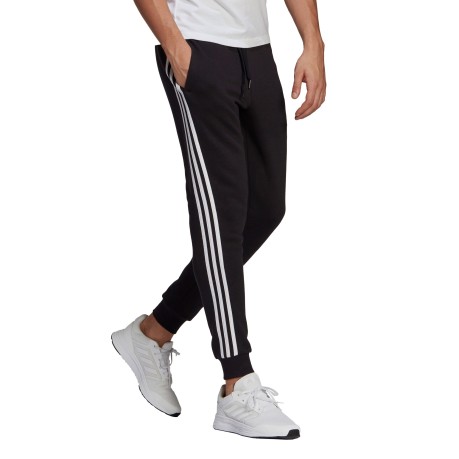 Pantaloni Uomo Essentials Fleece Fitted 3-Stripes colore Nero Bianco -  Adidas - SportIT.com