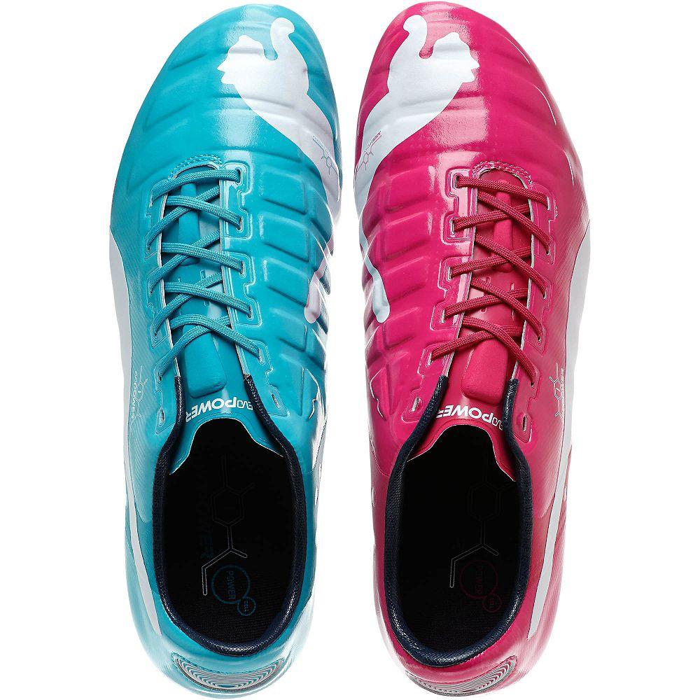puma evopower boots pink and blue