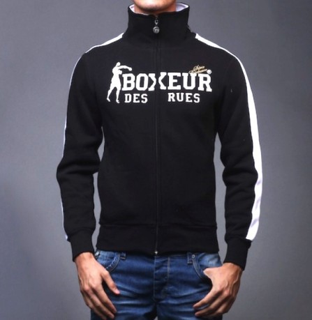 Men's sweatshirt full zip colore Black White - Boxeur Des Rues - SportIT.com