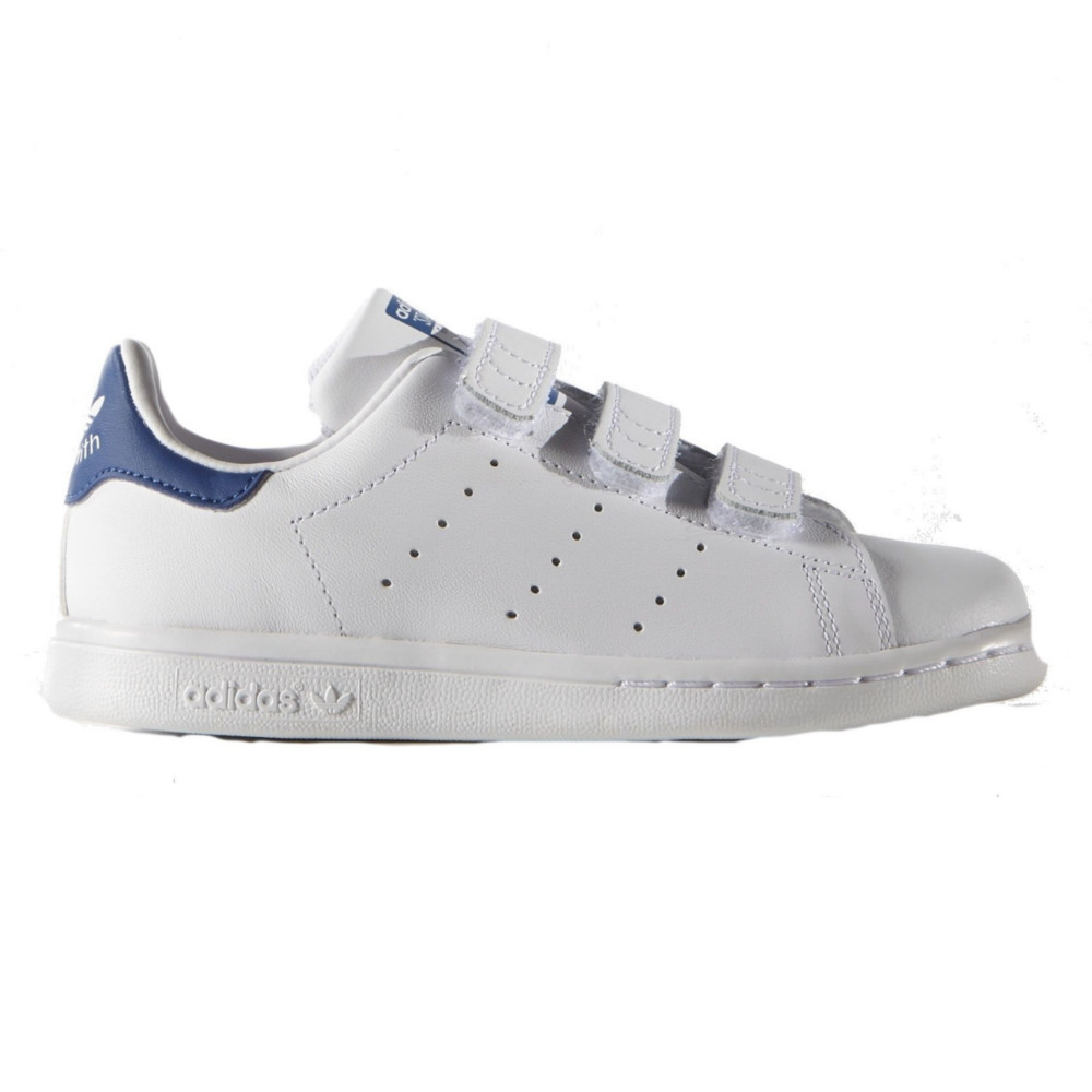adidas originals stan smith velcro sneakers in white and blue
