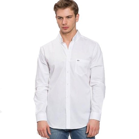 Camicia uomo Fine Ribbing colore Bianco - Lacoste - SportIT.com