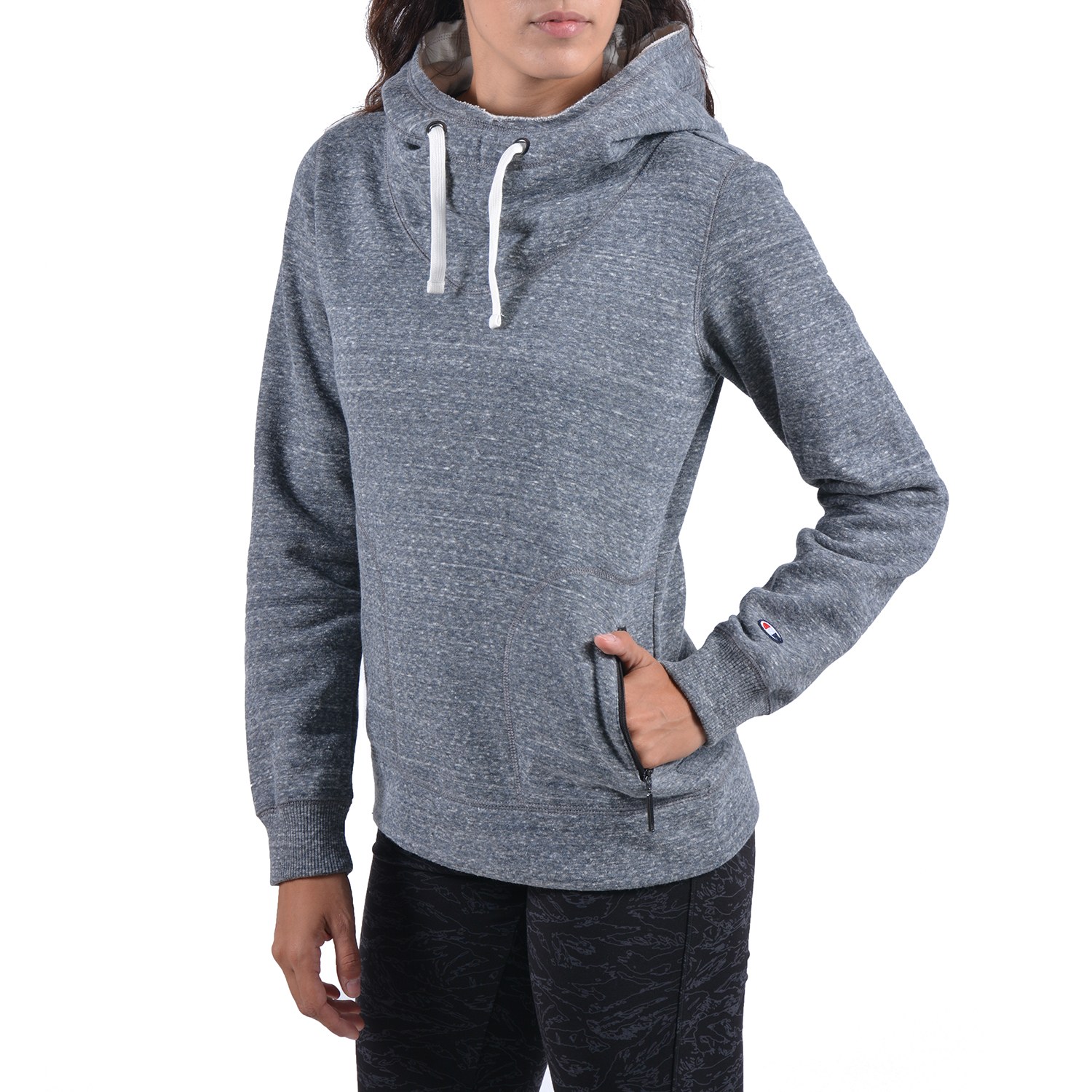 CHAMPION - felpa cappuccio donna hooded sweatshirt GREY MELANGE